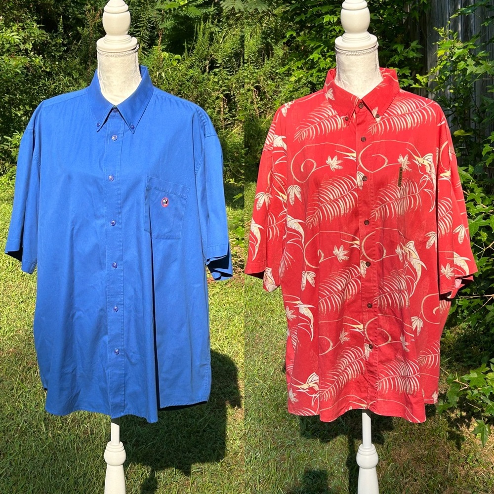 Set of 2 Men’s Short Sleeve Button Down Shirts Size XXL